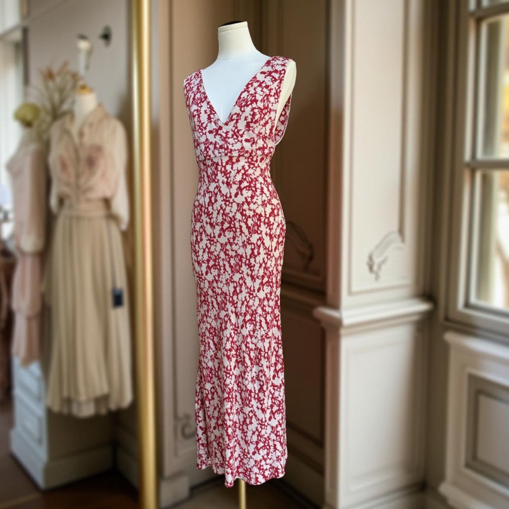 Free People Women’s Vintage Red White Floral Sleeveless Dress! Size 8! - Picture 3 of 13